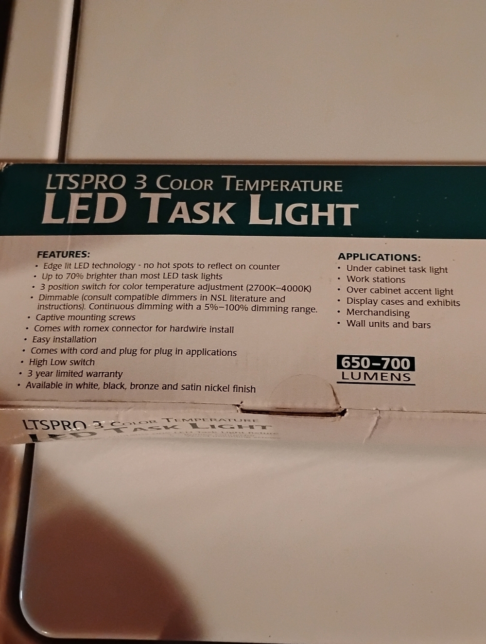 3 Color Temperature LED Task Light (Box Opened) Never Used